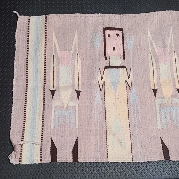 Pink Native American Indian Navajo Yei Rug Saddle Blanket Healing 57" x 27" - Picture 2 of 4